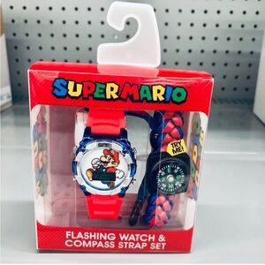🎈$10🎈NEW NINTENDO Mario Kids LCD Watch Flashing Lights Matching Compass Red Blue
